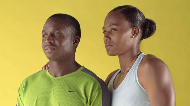 Marion Jones embrasse Tim Montgomery