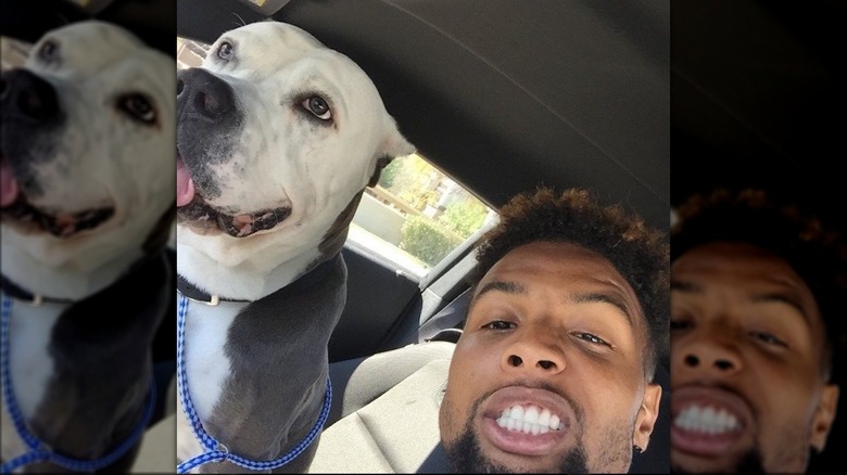 Odell Beckham Jr. posant avec son chien, Tzar