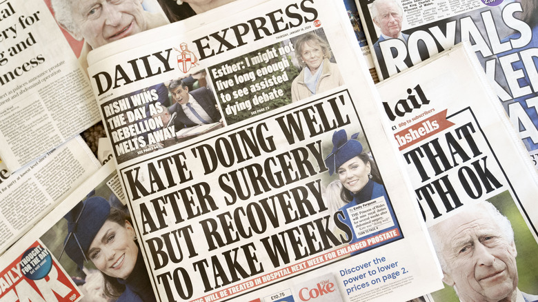 Journaux faisant état de l'opération de Kate Middleton