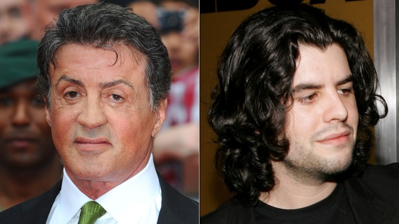 Sylvester Stallone souriant et Sage Stallone souriant
