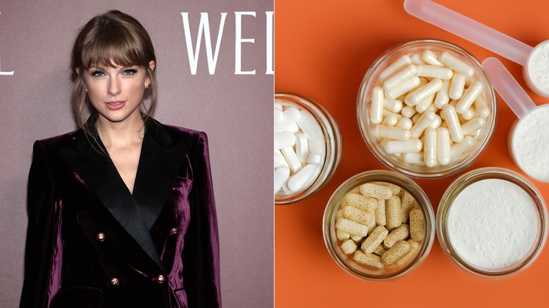 Taylor Swift à côté de bols de vitamines
