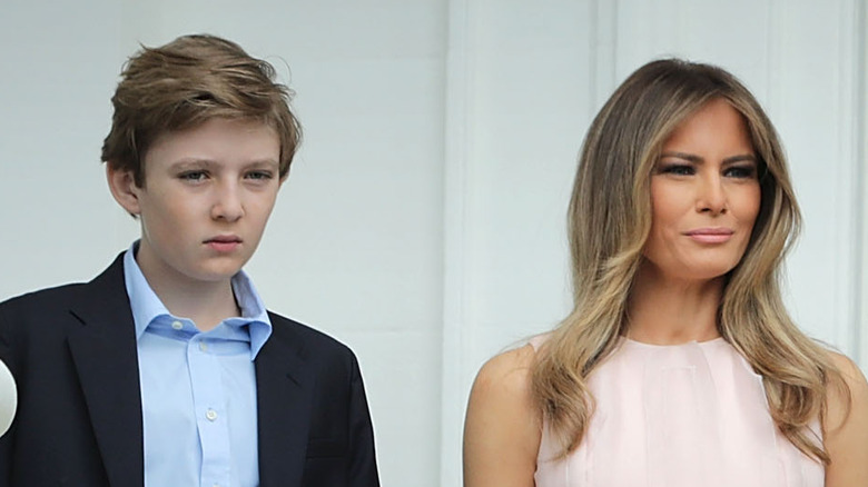 Barron et Melania Trump à la Maison Blanche