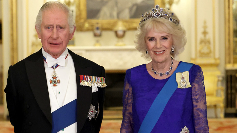 Le roi Charles et la reine Camilla posant en uniformes royaux