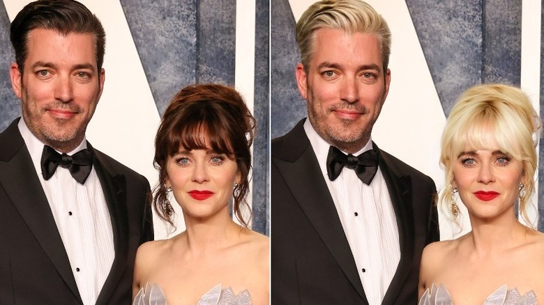 Jonathan Scott et Zooey Deschanel avec les cheveux blonds