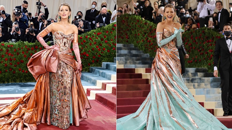 La robe de Blake Lively passe du cuivre au vert au Met Gala