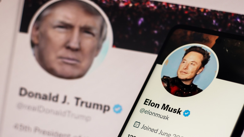 Capture d'écran des comptes Twitter de Donald Trump et Elon Musk