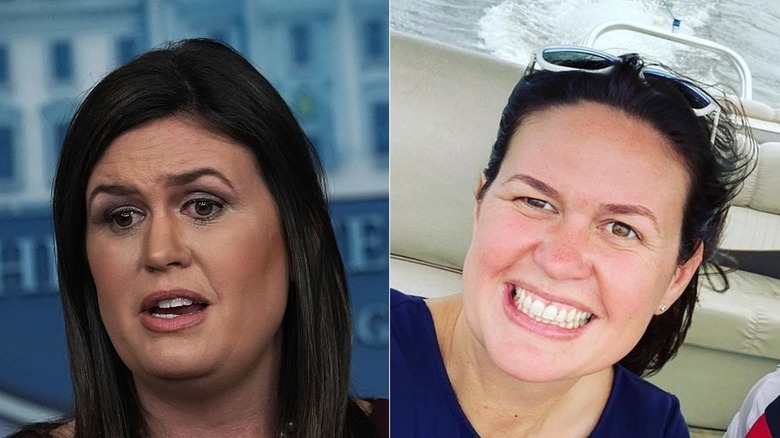 Sarah Huckabee Sanders avec un maquillage pour les yeux foncés, sans maquillage