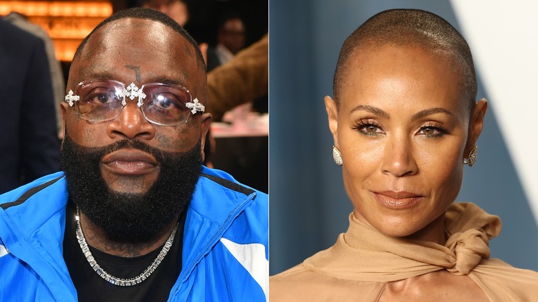 Rick Ross, à gauche, et Jada Pinkett Smith, à droite