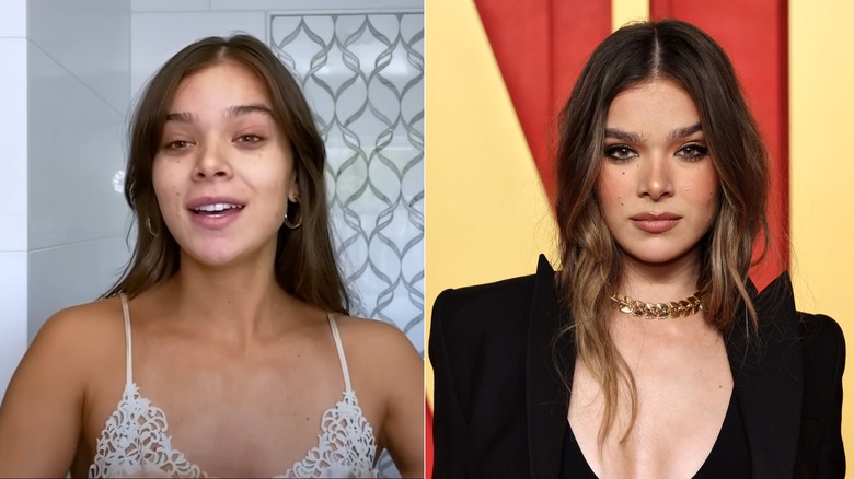 Hailee Steinfeld porte des créoles et un collier en or