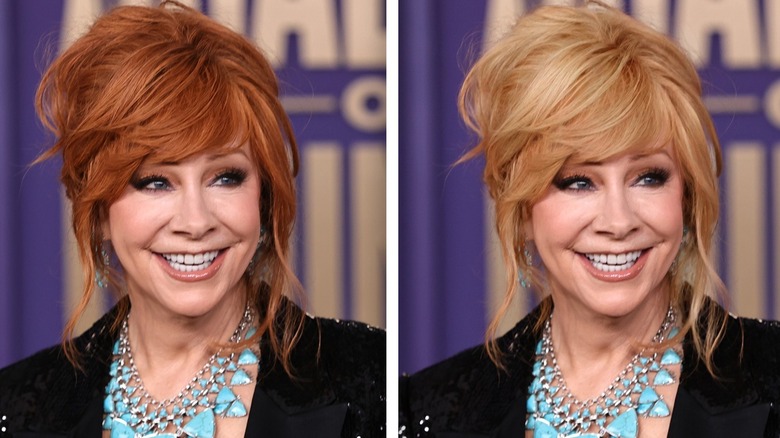 Image partagée de Reba McEntire avec des cheveux roux et des cheveux blonds