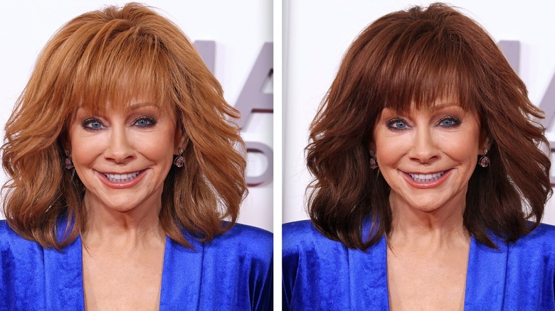 Image partagée de Reba McEntire avec des cheveux roux et des cheveux bruns