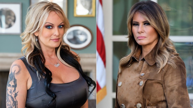 Stormy Daniels et Melania Trump souriantes